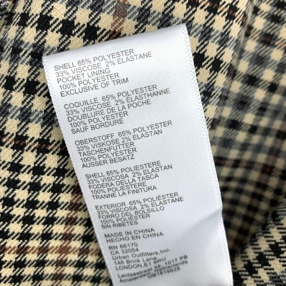 Urban Outfitters One Button Long Line Blazer Jacket Womens Sz M Tan Black Plaid - Picture 7 of 7